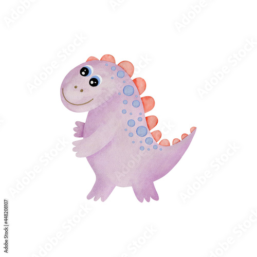 Watercolor dinosaur isolated on white background.