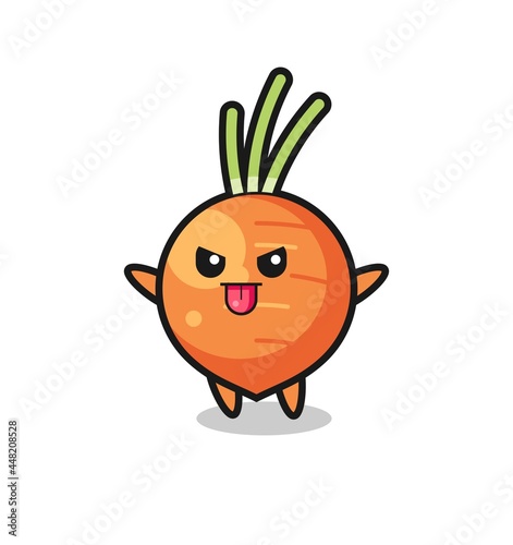 naughty carrot character in mocking pose