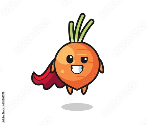 the cute carrot character as a flying superhero