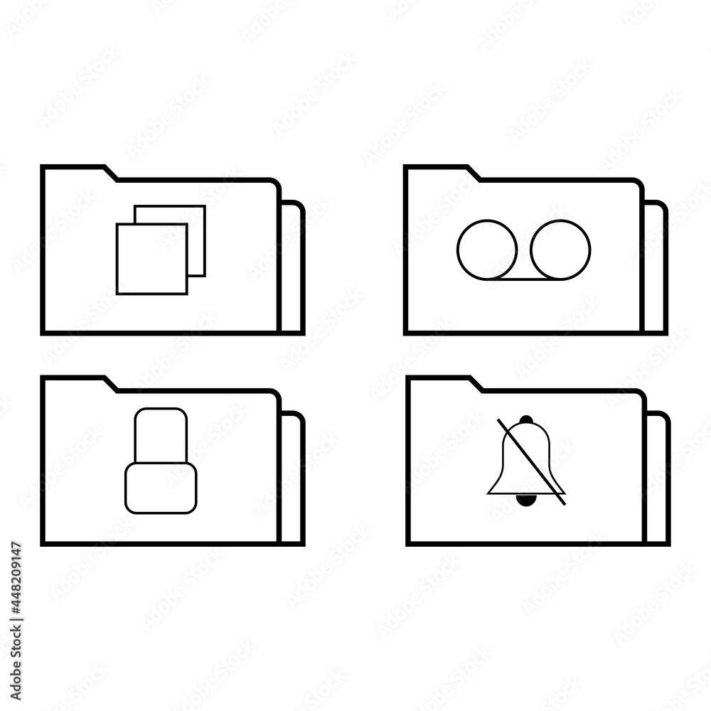 Folders with video tape and crossed out bell sign eps ten Folders with video tape and crossed out bell sign eps ten