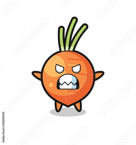 wrathful expression of the carrot mascot character