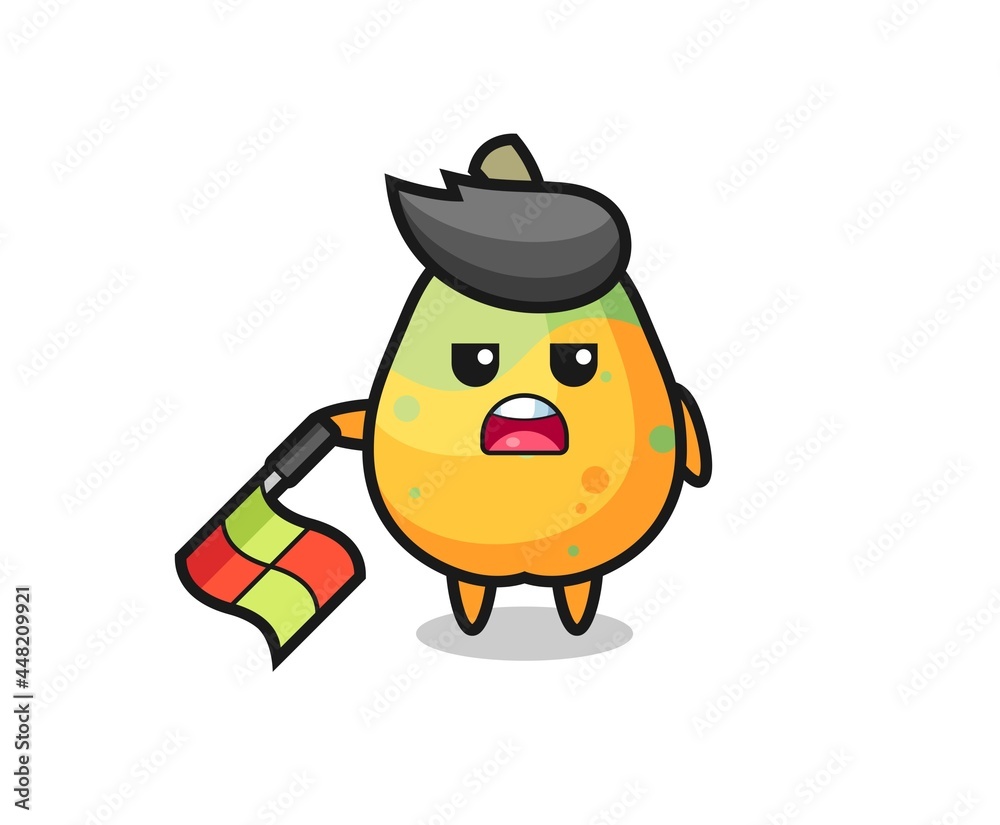 papaya character as line judge hold the flag down at a 45 degree angle papaya character as line judge hold the flag down at a 45 degree angle