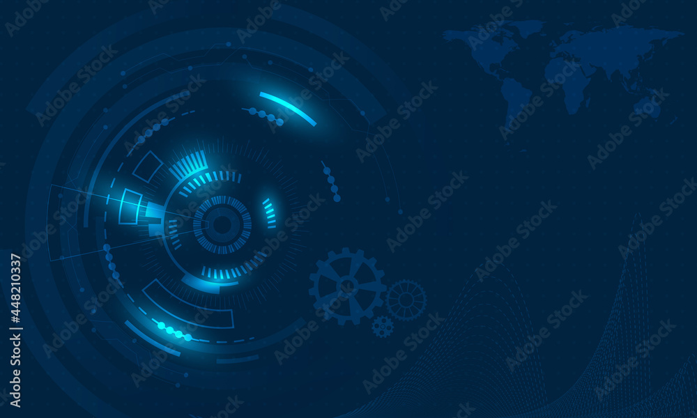 Obraz premium Futuristic Hi-tech abstract background with circiut board.Blue light technology vector.