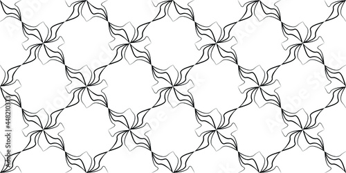 Abstract geometric lace pattern of wavy lines, stripes. Seamless pattern. Vector illustration 