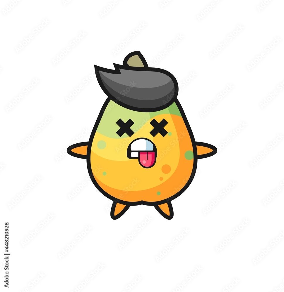 character of the cute papaya with dead pose character of the cute papaya with dead pose