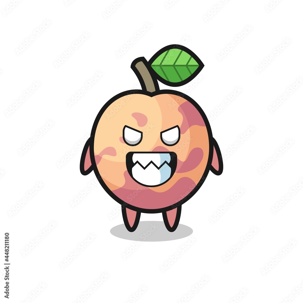 evil expression of the pluot fruit cute mascot character evil expression of the pluot fruit cute mascot character