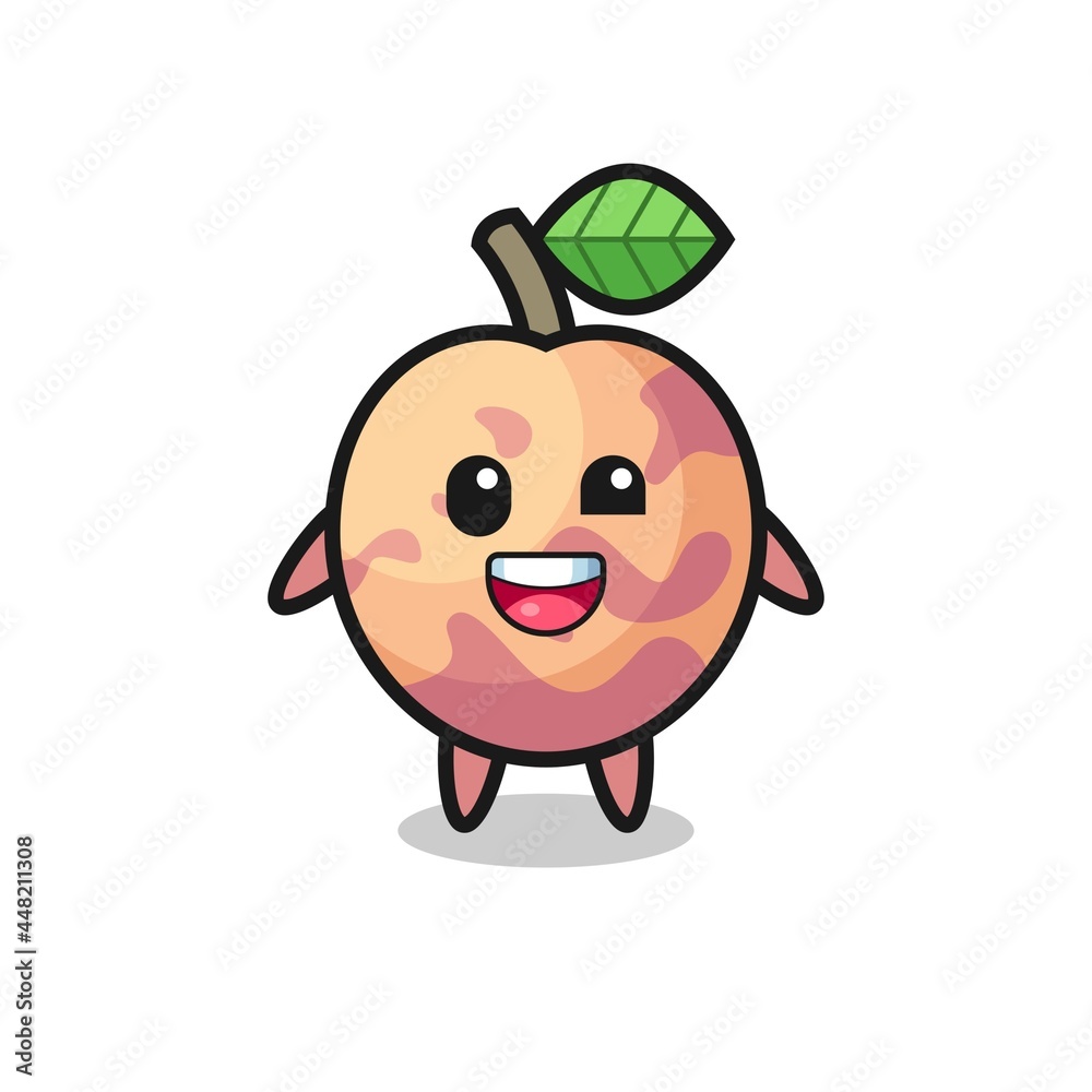 illustration of an pluot fruit character with awkward poses