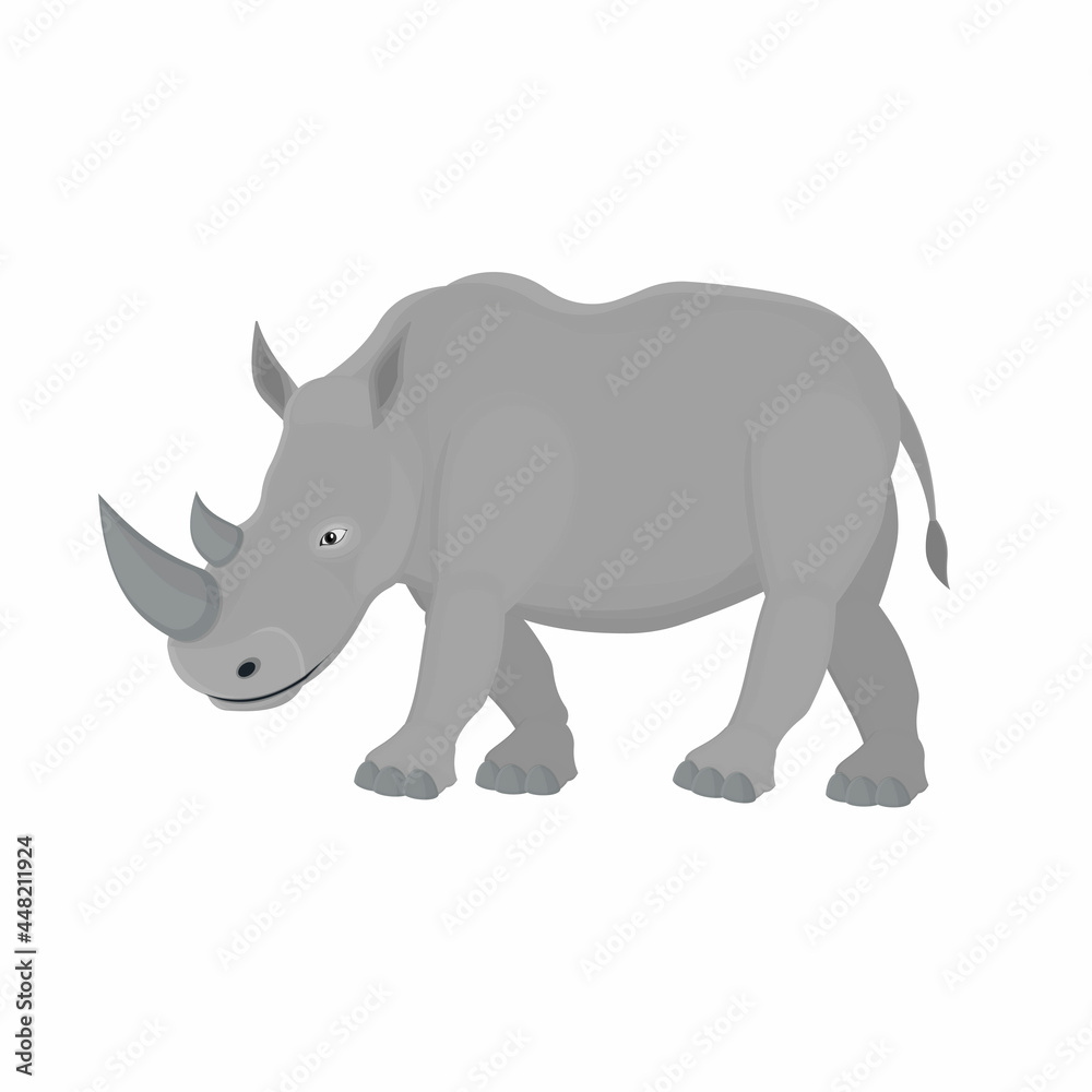 Rhinoceros. Animal rhinoceros, vector illustration