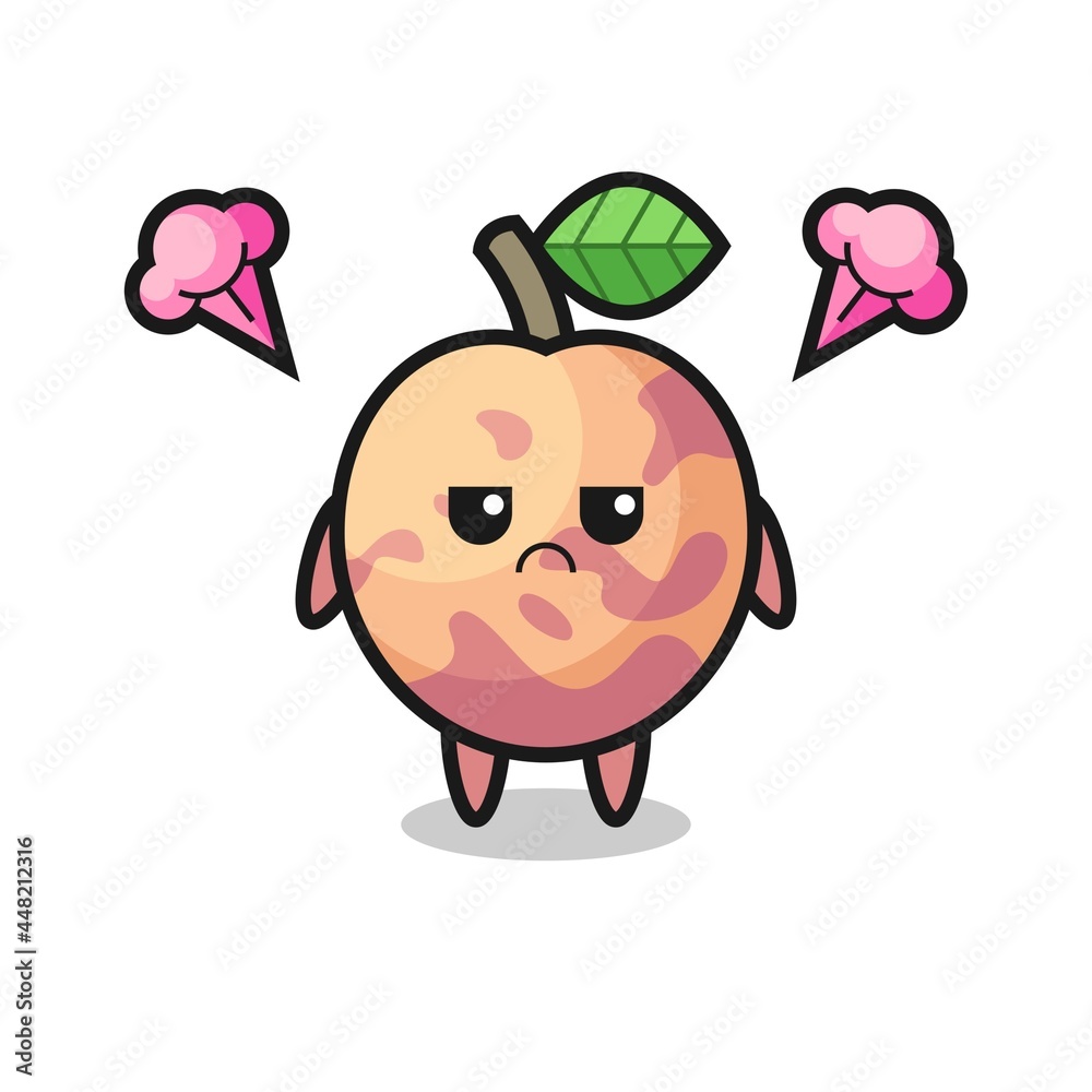 annoyed expression of the cute pluot fruit cartoon character annoyed expression of the cute pluot fruit cartoon character
