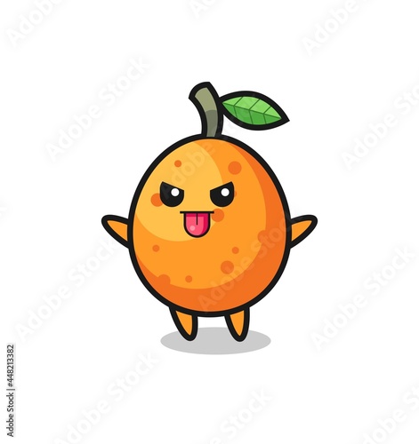 naughty kumquat character in mocking pose