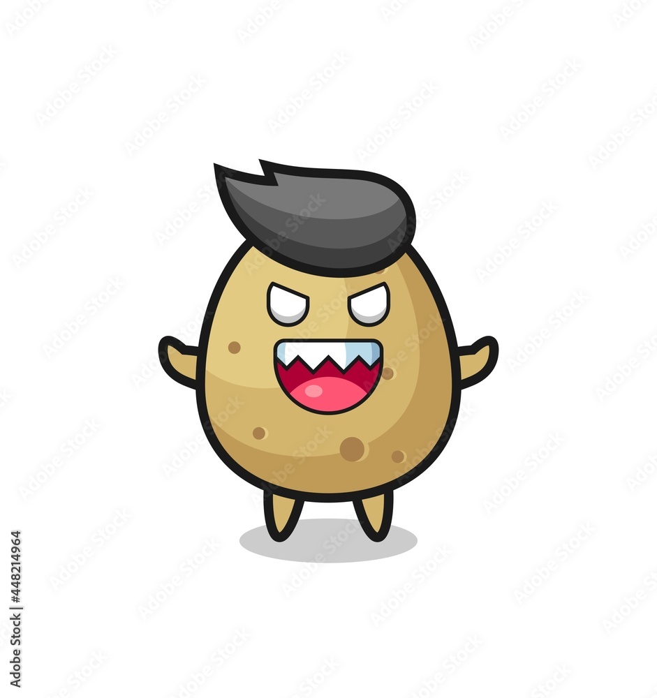 illustration of evil potato mascot character