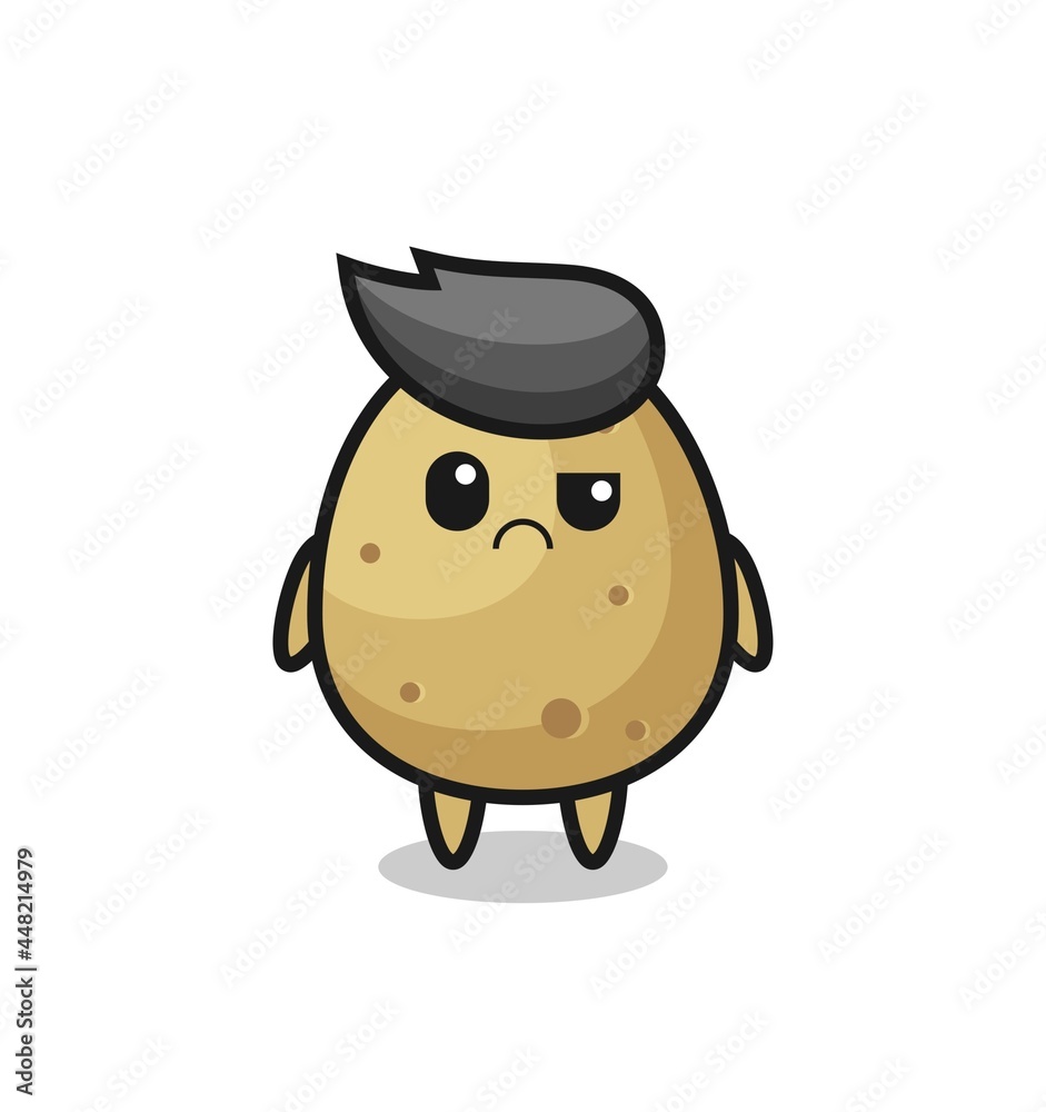 the mascot of the potato with sceptical face