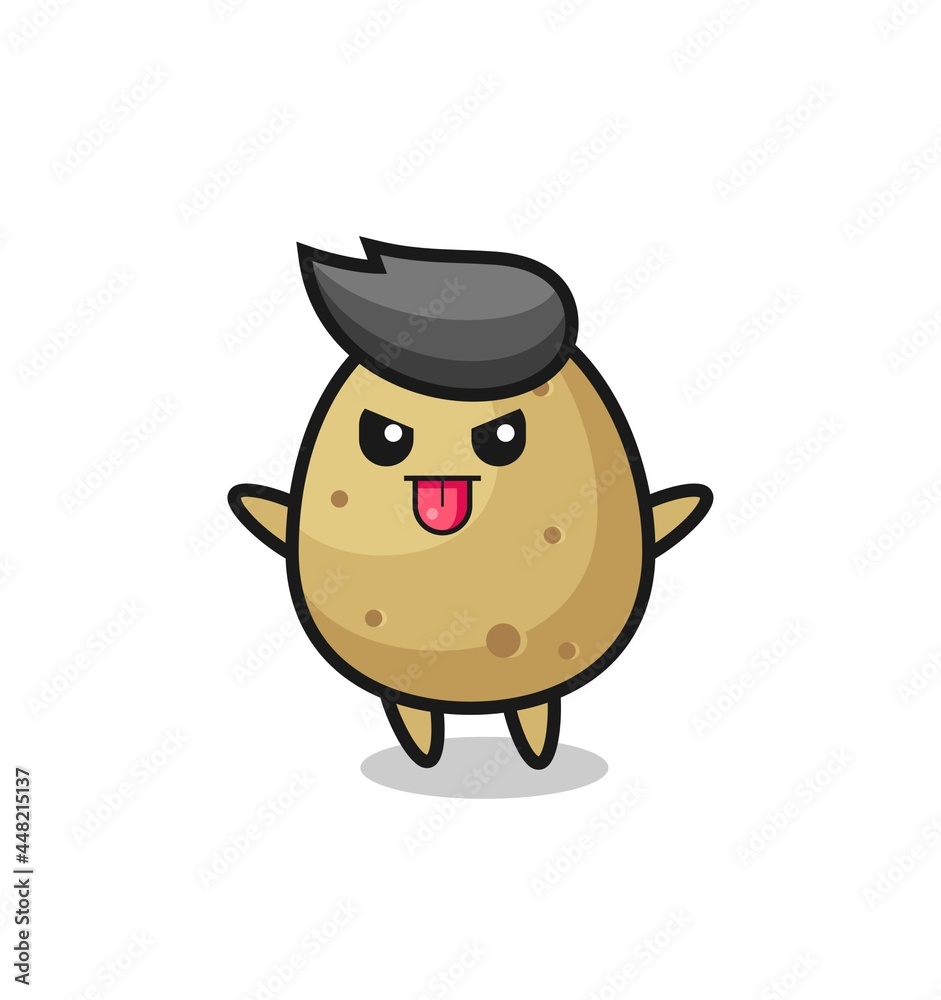 naughty potato character in mocking pose
