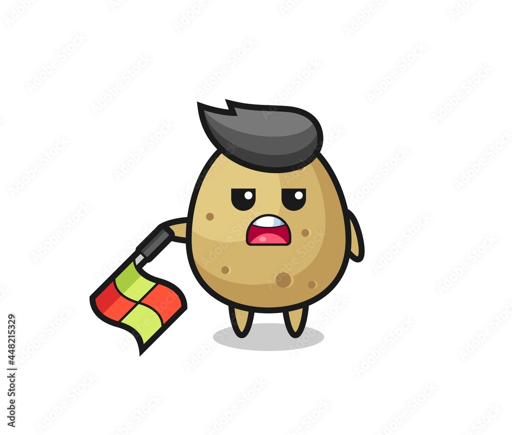 potato character as line judge hold the flag down at a 45 degree angle potato character as line judge hold the flag down at a 45 degree angle
