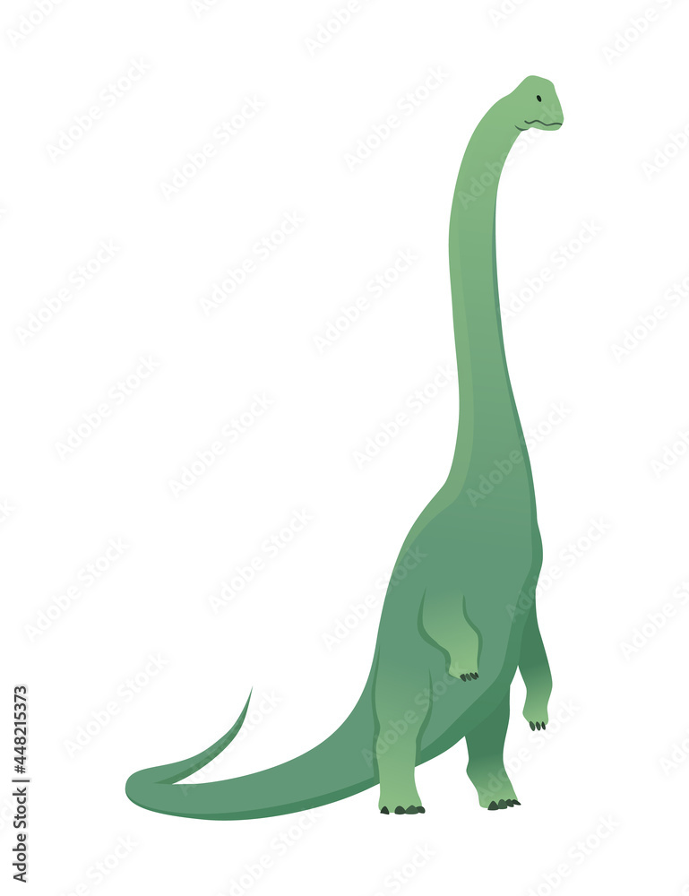 Naklejka premium Brachiosaurus dinosaur flat icon. Colored isolated prehistoric reptile monster on white background. Herbivorous cartoon dino animal