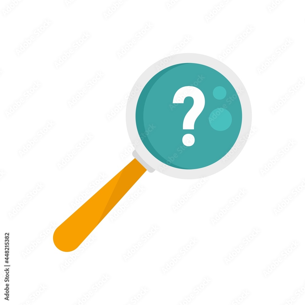 Request magnifier question icon flat isolated vector Request magnifier question icon flat isolated vector