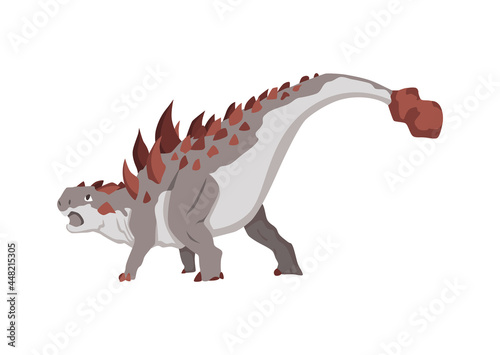 Ankylosaurus dinosaur flat icon. Colored isolated prehistoric reptile monster on white background. Herbivorous cartoon dino animal