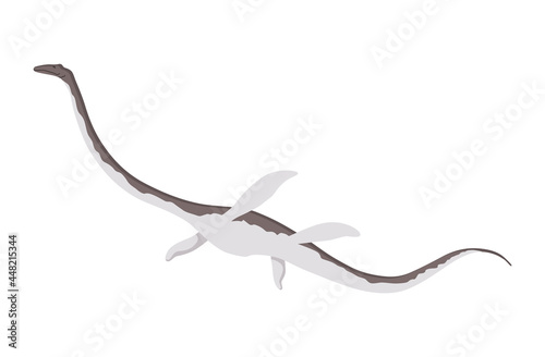 Plesiosaurus dinosaur flat icon. Colored isolated prehistoric reptile monster on white background.  cartoon dino animal © designer_things