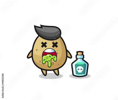 illustration of an potato character vomiting due to poisoning