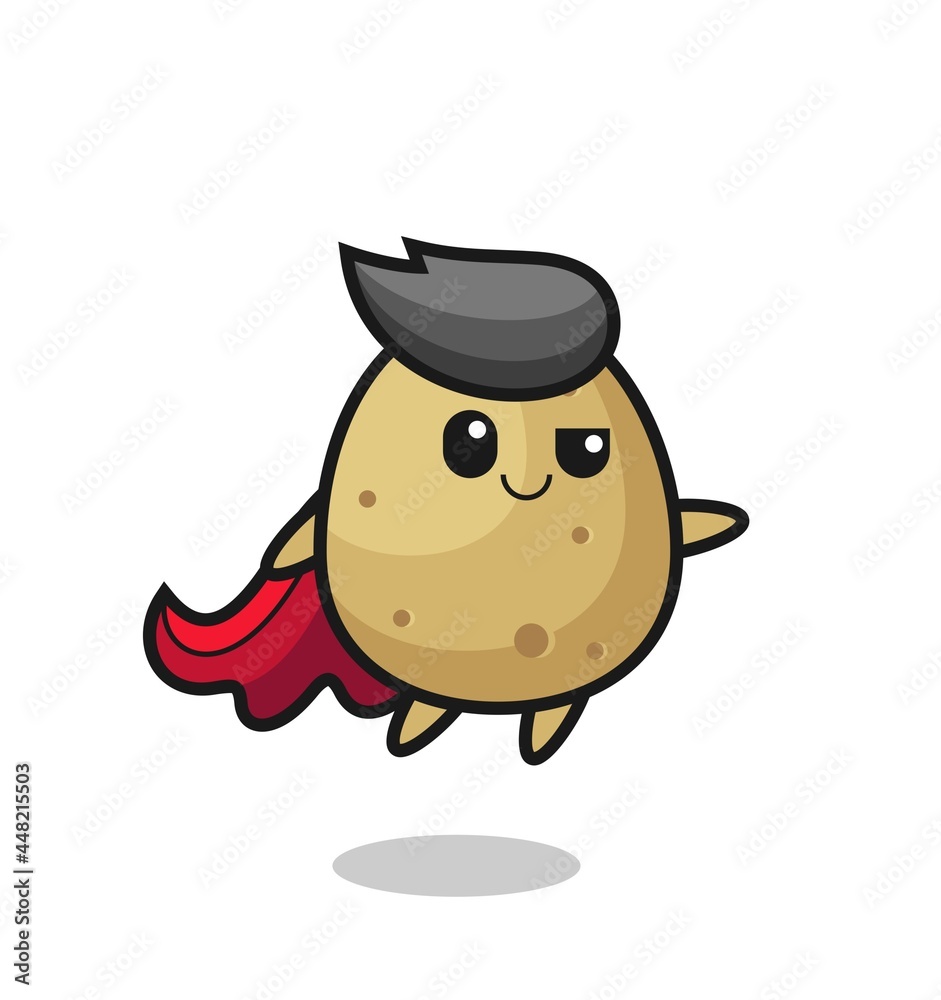 cute potato superhero character is flying