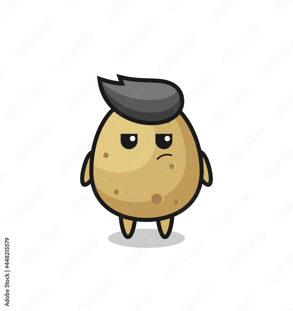 cute potato character with suspicious expression