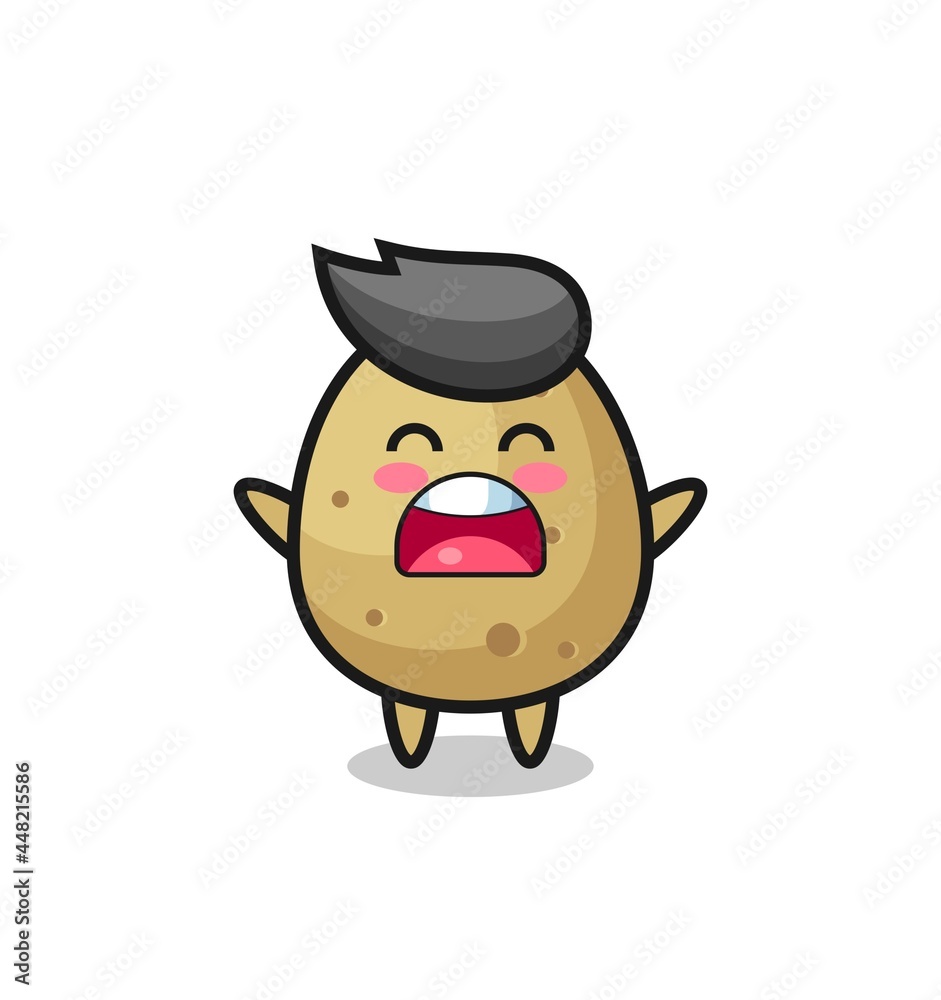 cute potato mascot with a yawn expression cute potato mascot with a yawn expression
