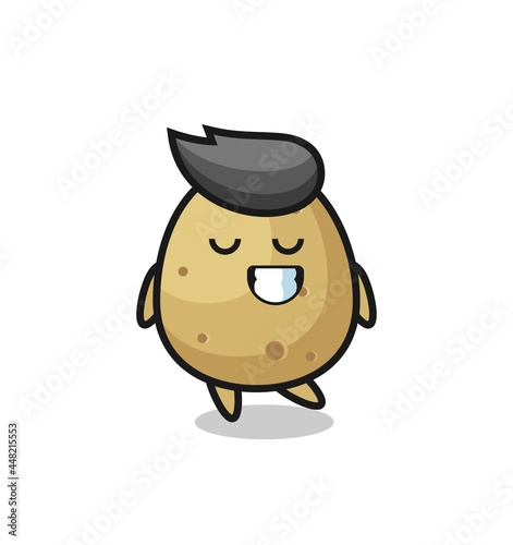 potato cartoon illustration with a shy expression