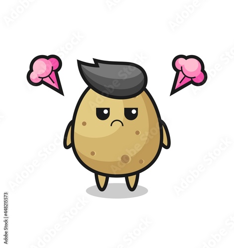 annoyed expression of the cute potato cartoon character