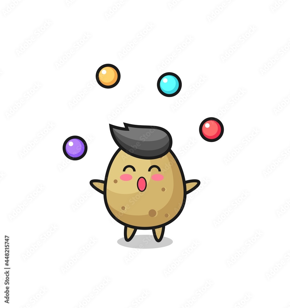 Fototapeta premium the potato circus cartoon juggling a ball