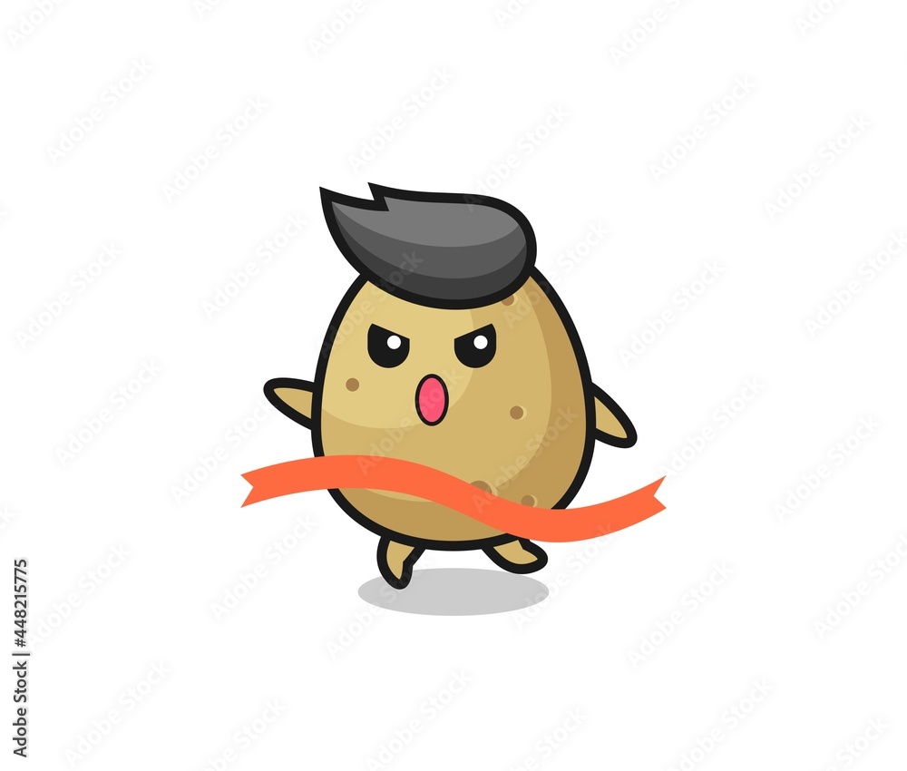 cute potato illustration is reaching the finish