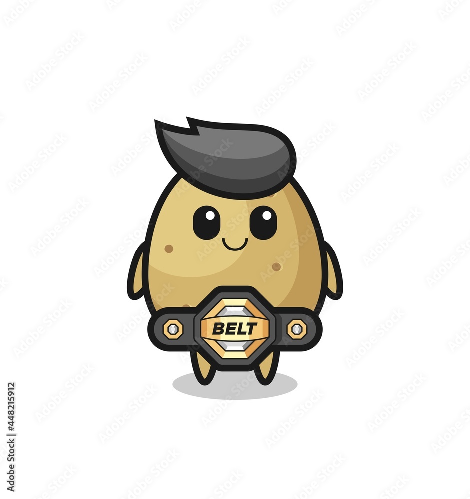 the MMA fighter potato mascot with a belt