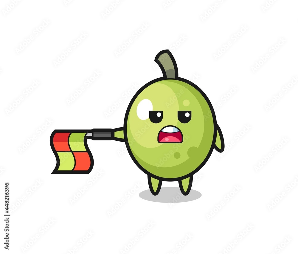 olive character as line judge hold the flag straight horizontally olive character as line judge hold the flag straight horizontally