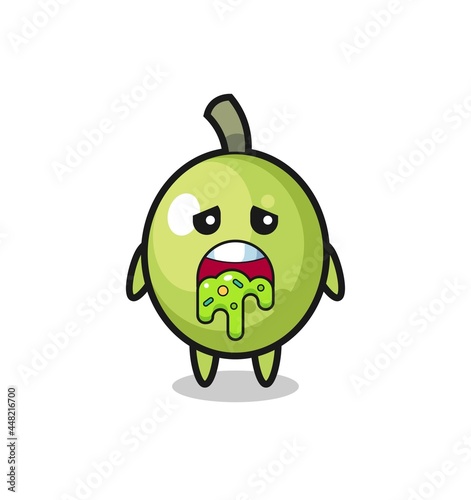 the cute olive character with puke