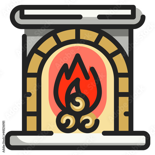 fireplace line icon