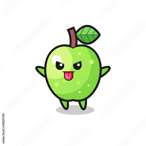 naughty green apple character in mocking pose