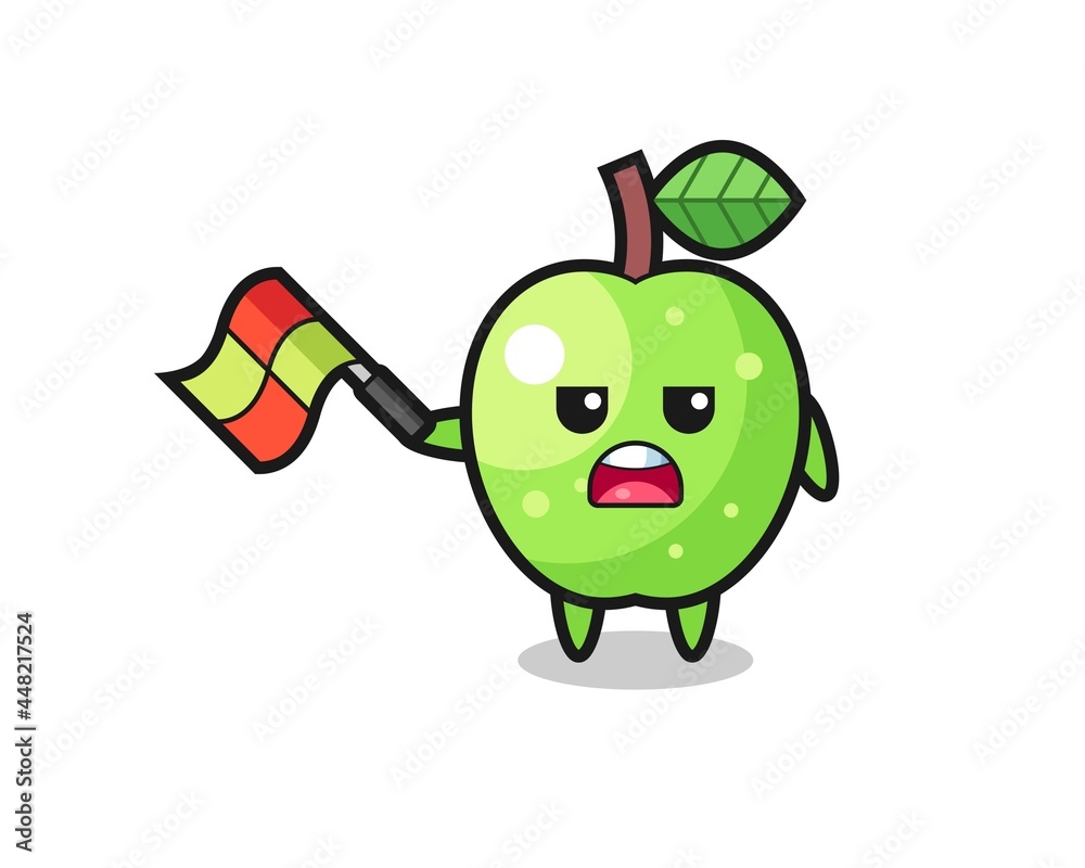 green apple cartoon as the line judge hold the flag up at a 45 degree angle green apple cartoon as the line judge hold the flag up at a 45 degree angle