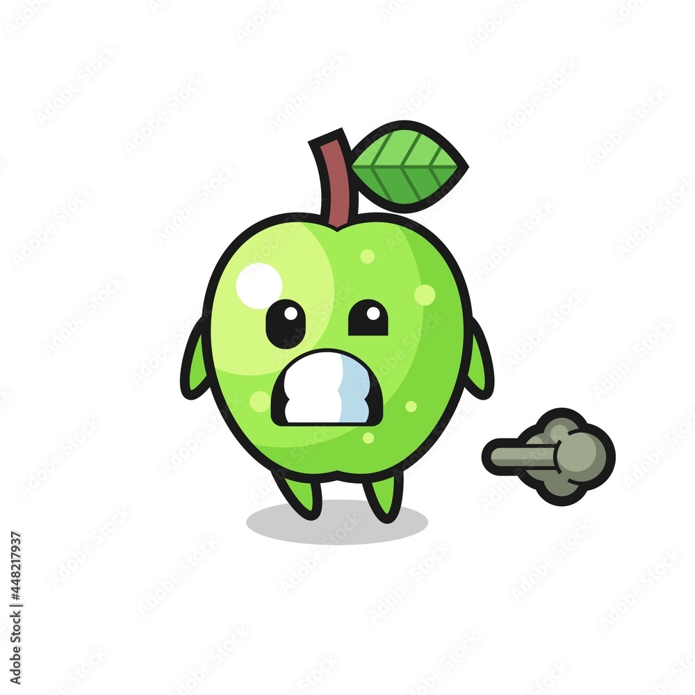 the illustration of the green apple cartoon doing fart the illustration of the green apple cartoon doing fart