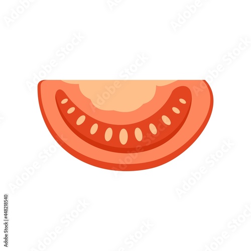 Vegetable tomato slice icon flat isolated vector