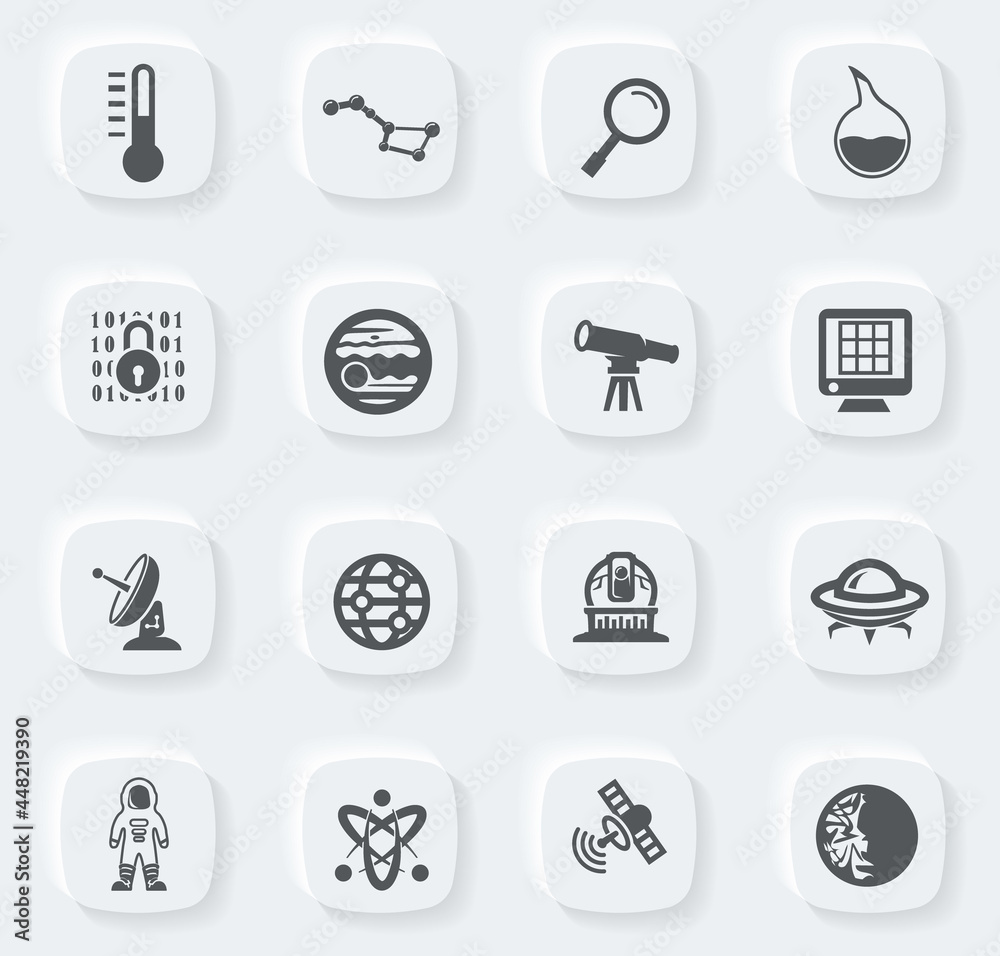 Faculty of astronomy icons set Faculty of astronomy icons set