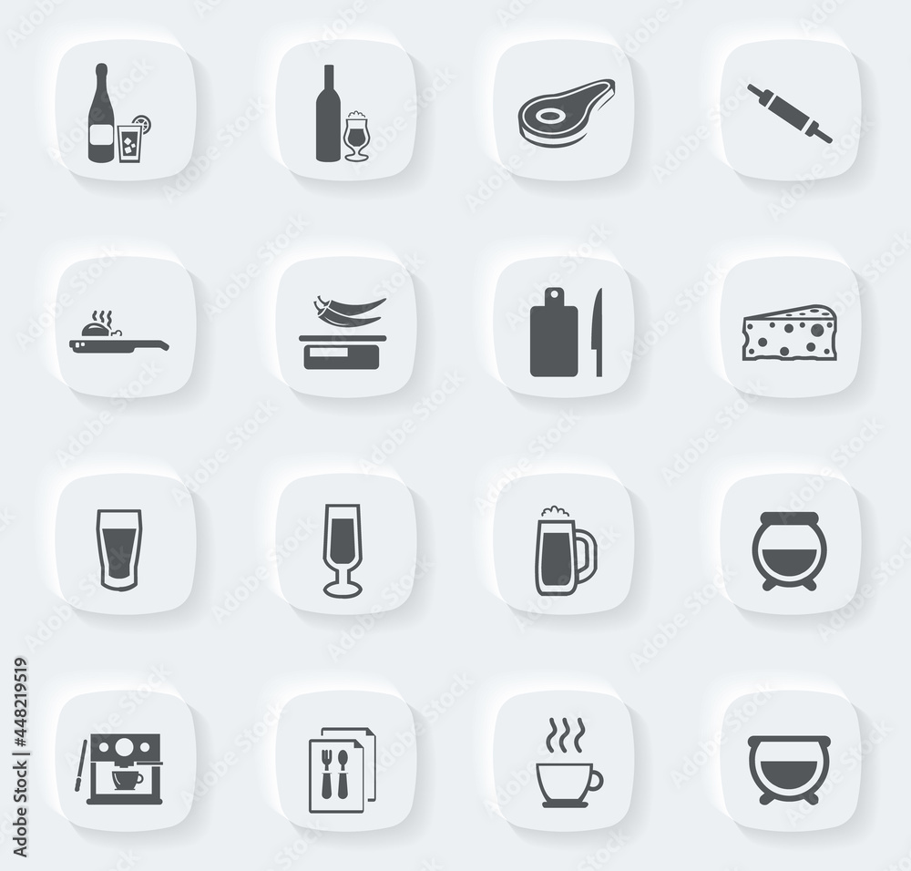 Food and kitchen icons set Food and kitchen icons set