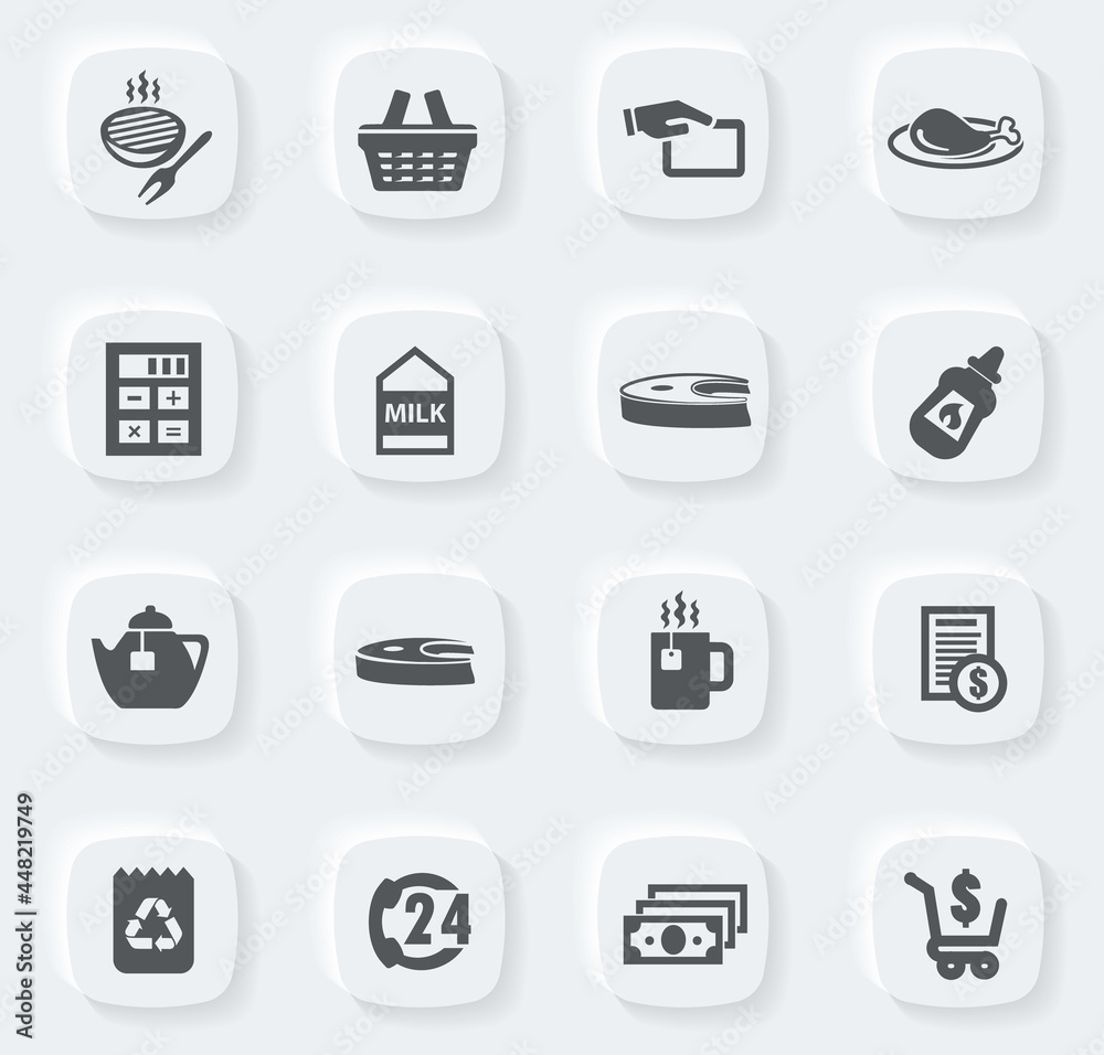 Grocery store icons set