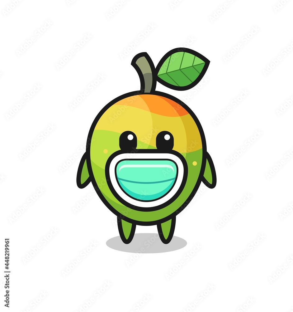 cute mango cartoon wearing a mask cute mango cartoon wearing a mask