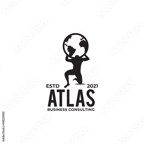 Atlas lifting globe logo design template