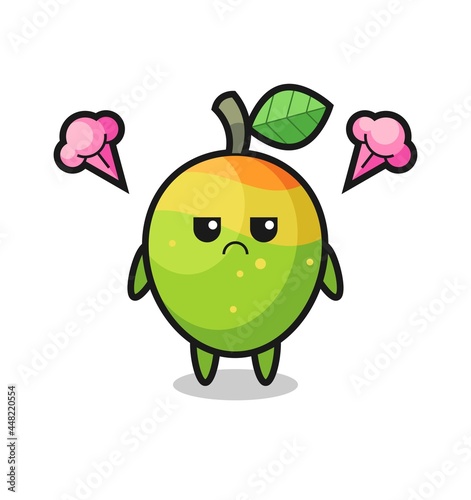 annoyed expression of the cute mango cartoon character