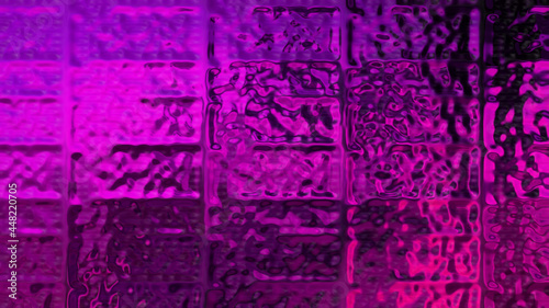 Purple background made of rectangular elements. Beautiful abstraction with smooth textures. The wall is made of liquid glass.