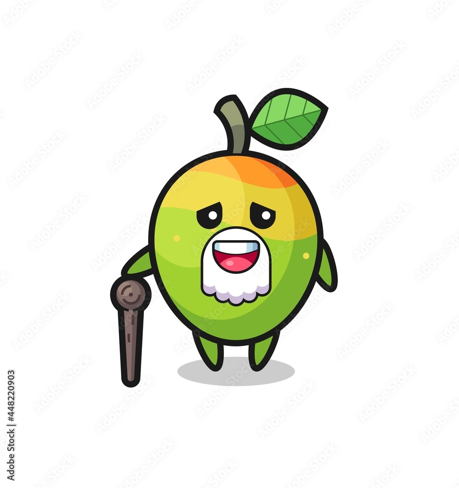 cute mango grandpa is holding a stick cute mango grandpa is holding a stick