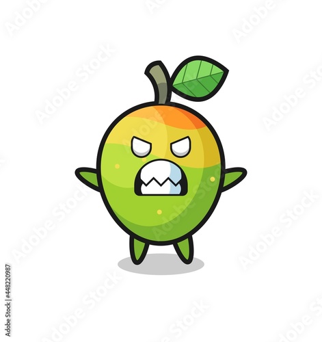 wrathful expression of the mango mascot character