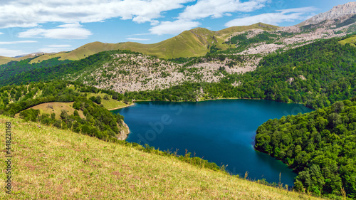 View on mountain lake MaralGol in Azerbaijan