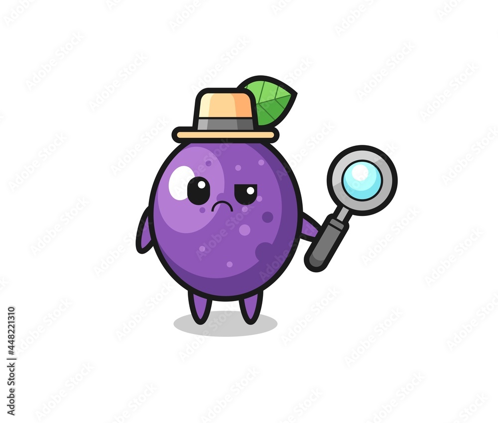 the mascot of cute passion fruit as a detective