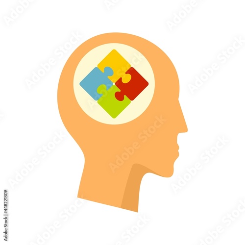 Mental puzzle icon flat isolated vector